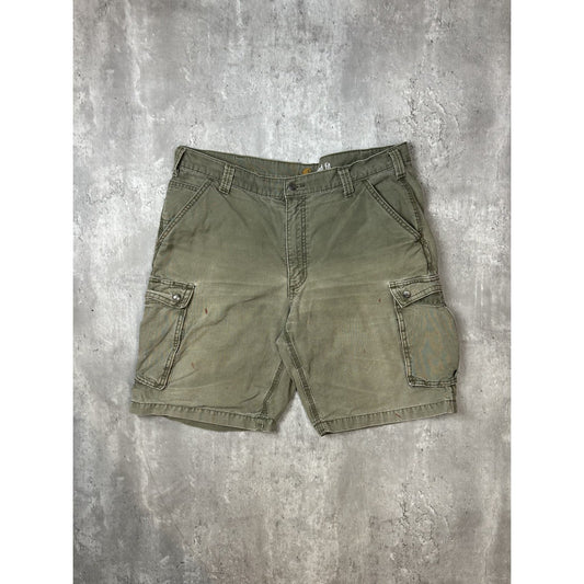 Carhartt Relaxed Fit Canvas Workwear Utility Cargo Shorts Size 39 Green