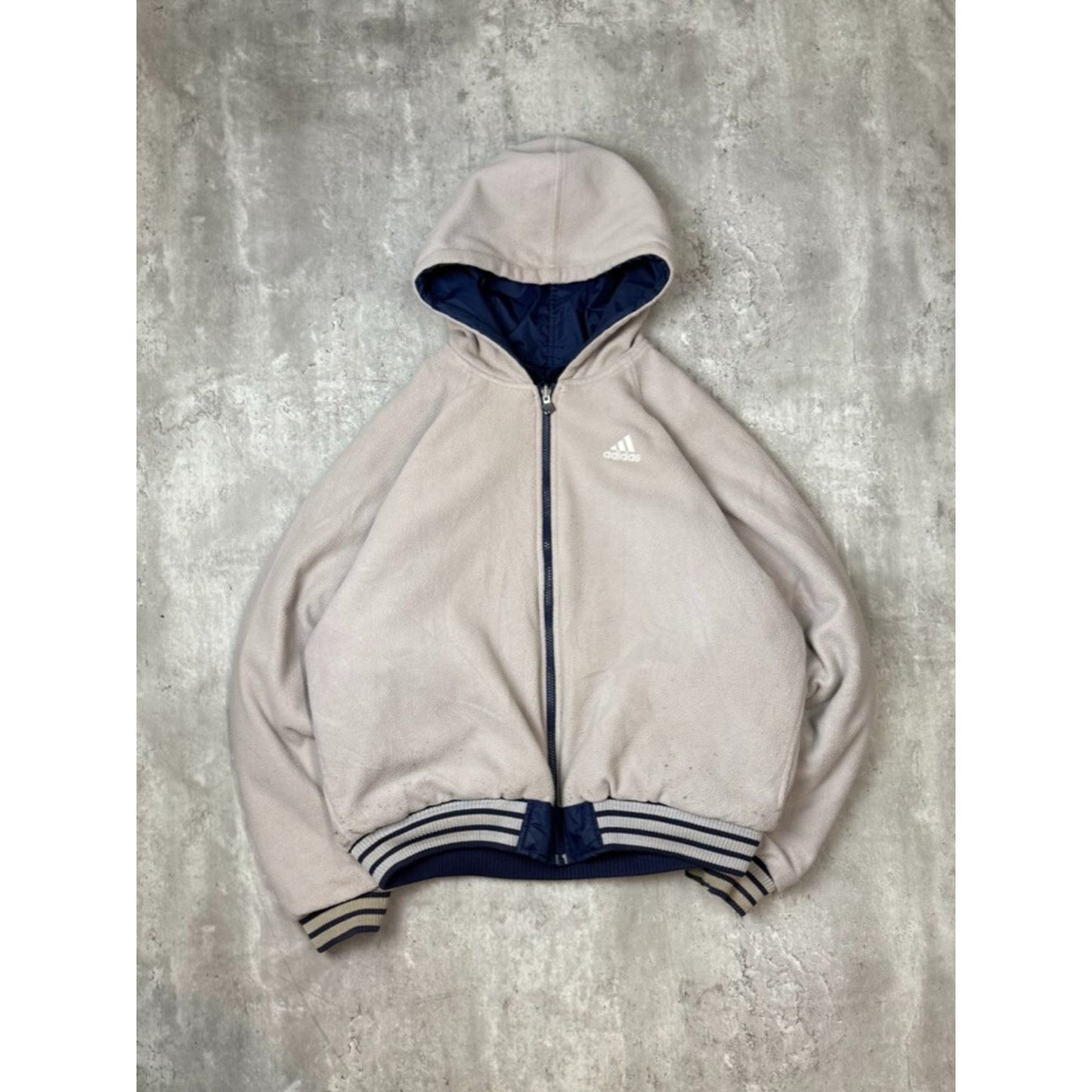 Vintage 90s Adidas Embroidered Logo Nylon Reversible Hooded Jacket Size Medium