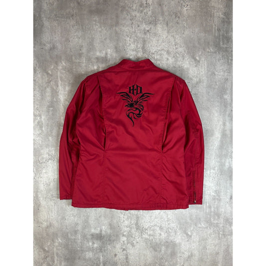 Vintage Y2K Harley Davidson Embroidered Eagle Nylon Jacket Size Medium Red