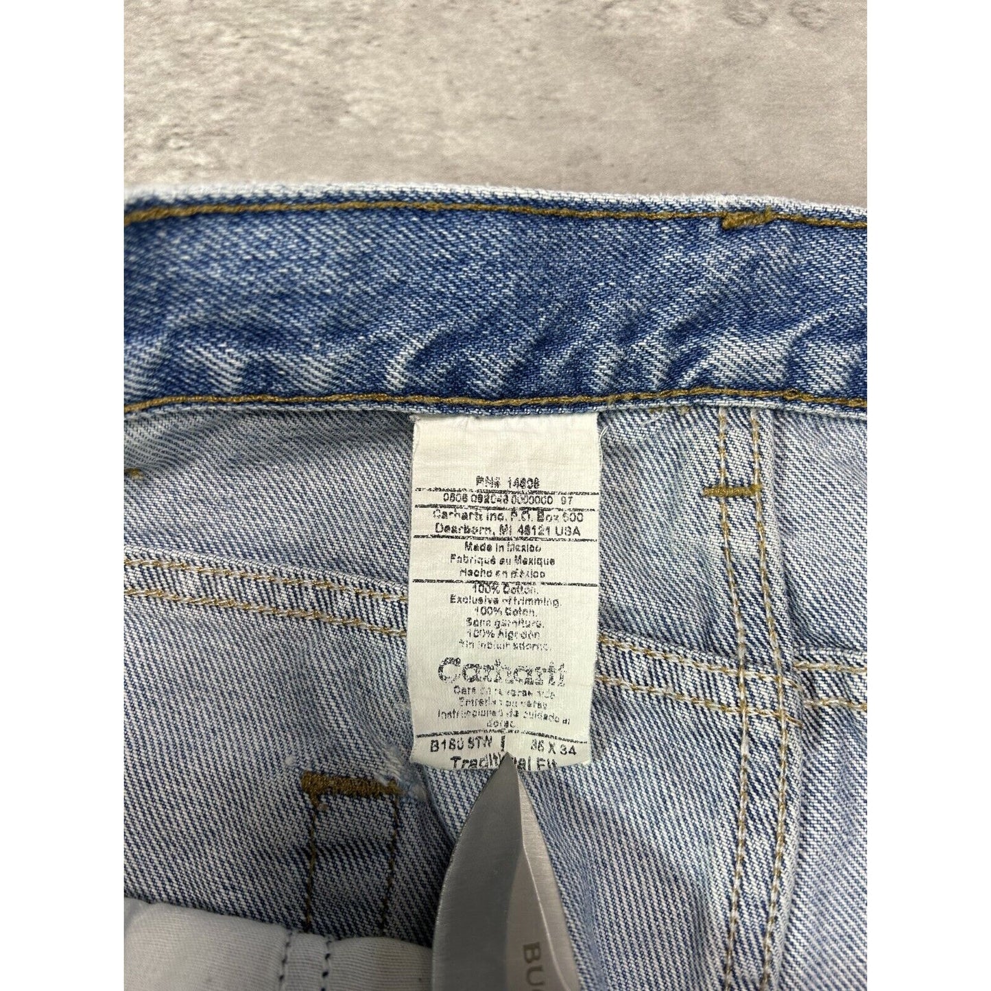 Vintage Carhartt Traditional Fit Light Wash Denim Pants Size 35 Blue