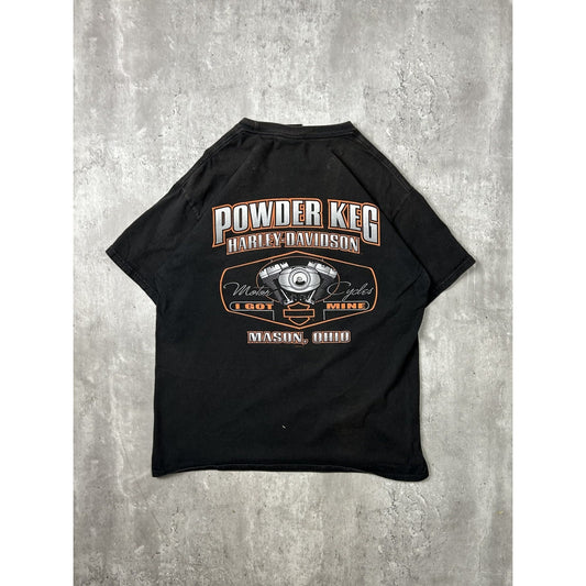 Harley Davidson I Got Mine At Powder Keg Spellout Graphic T-Shirt Size Large