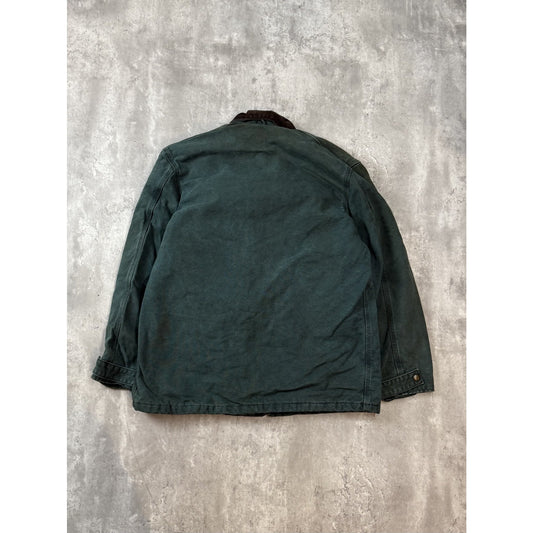 Vintage Carhartt Quilted Lined Canvas Workwear Full Zip Chore Jacket Size Medium