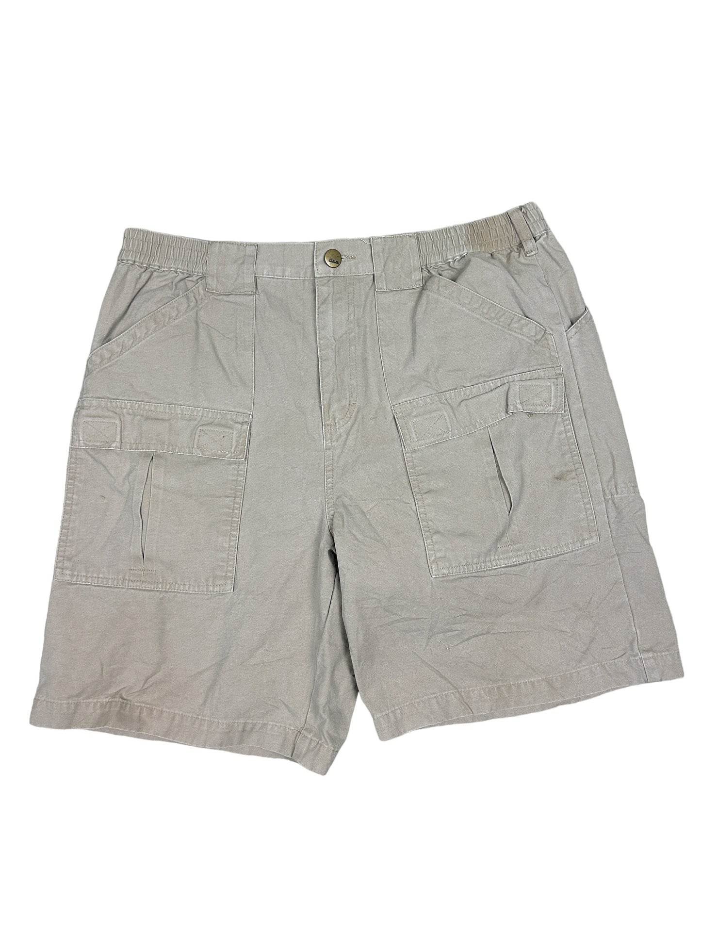 Vintage Calebas Beige Work Wear Carpenters Casual Style Cargo Shorts Size 35W