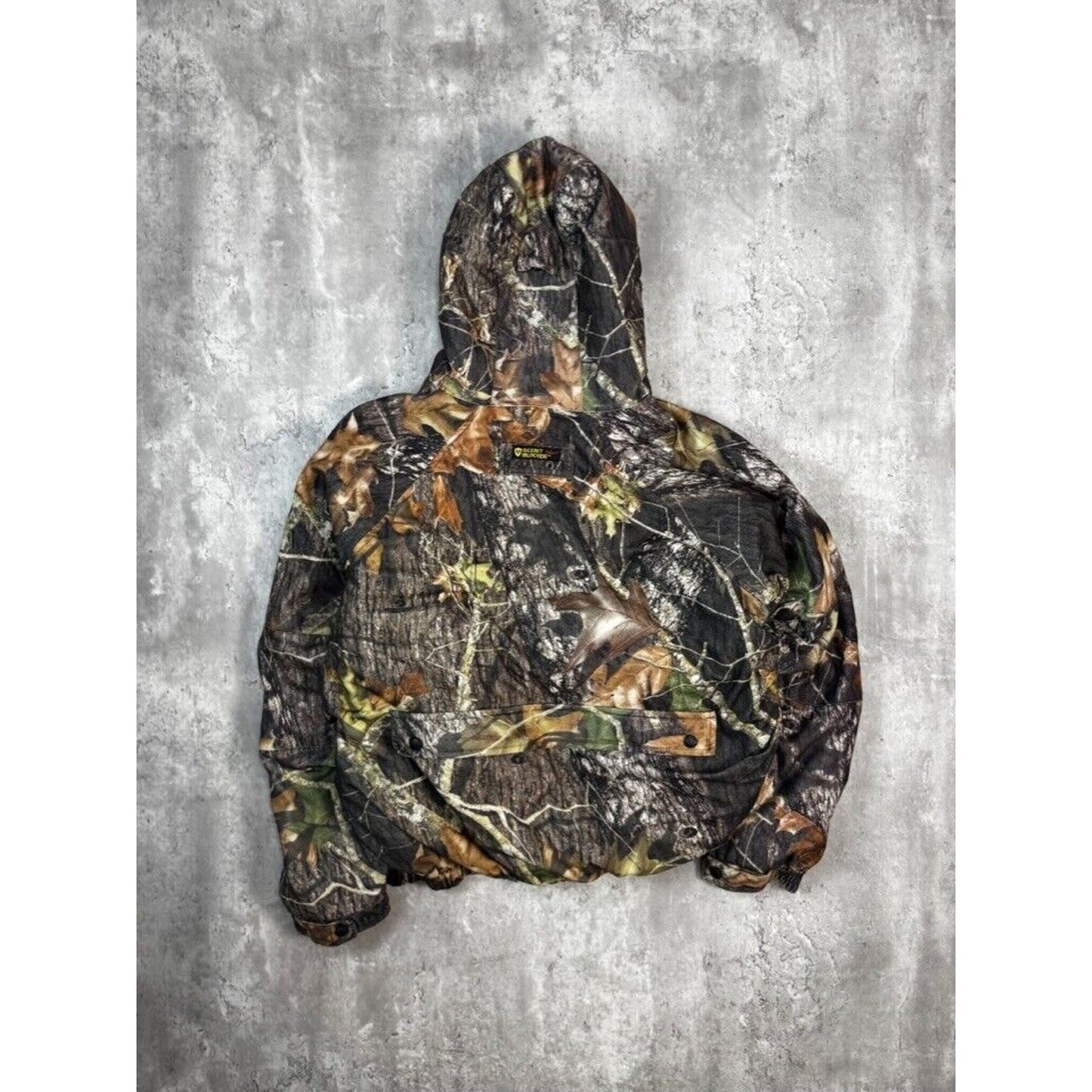 Vintage Scent Blocker Mossy Oak Breakup Camo Hooded Full Zip Jacket Size XL
