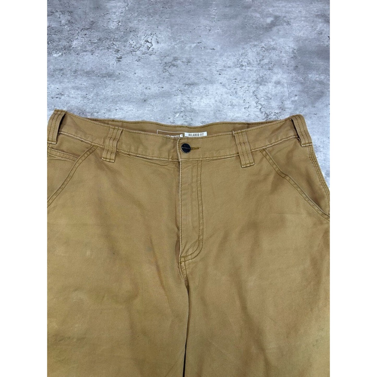 Carhartt Relaxed Fit Canvas Workwear Five Pocket Shorts Size 35 Beige
