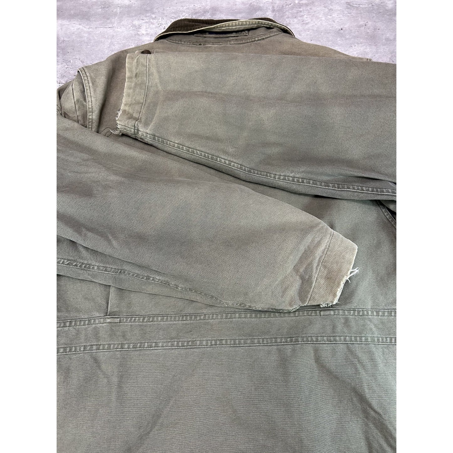 Vintage Woolrich Blanket Lined Insulated Canvas Long Jacket Size XL Green