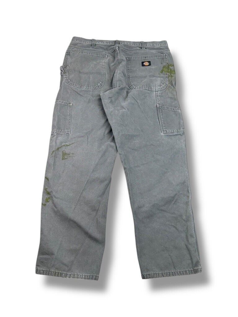 Dickies Canvas Workwear Double Knee Carpenter Pants Size 35 Gray
