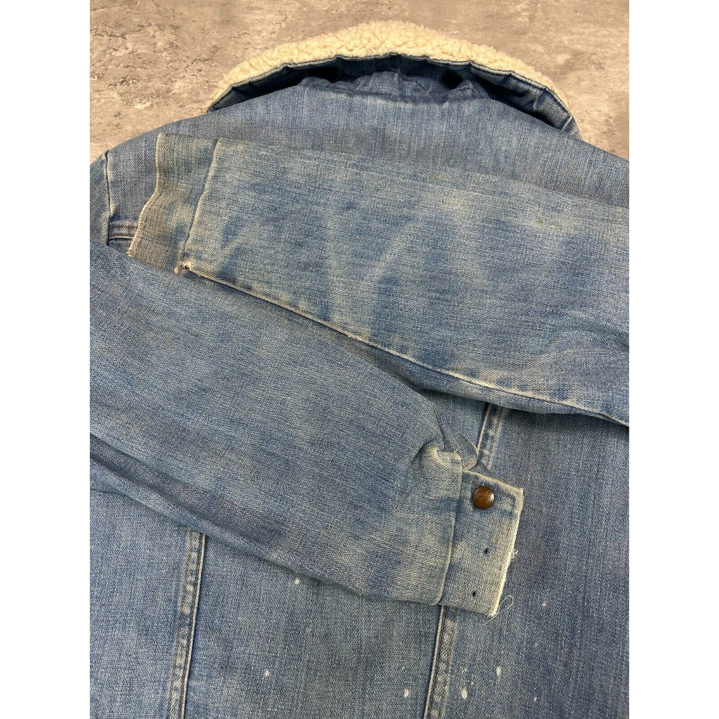 Vintage 60s Wrangler Wrange Sherpa Lined Denim Workwear Jacket Size Medium