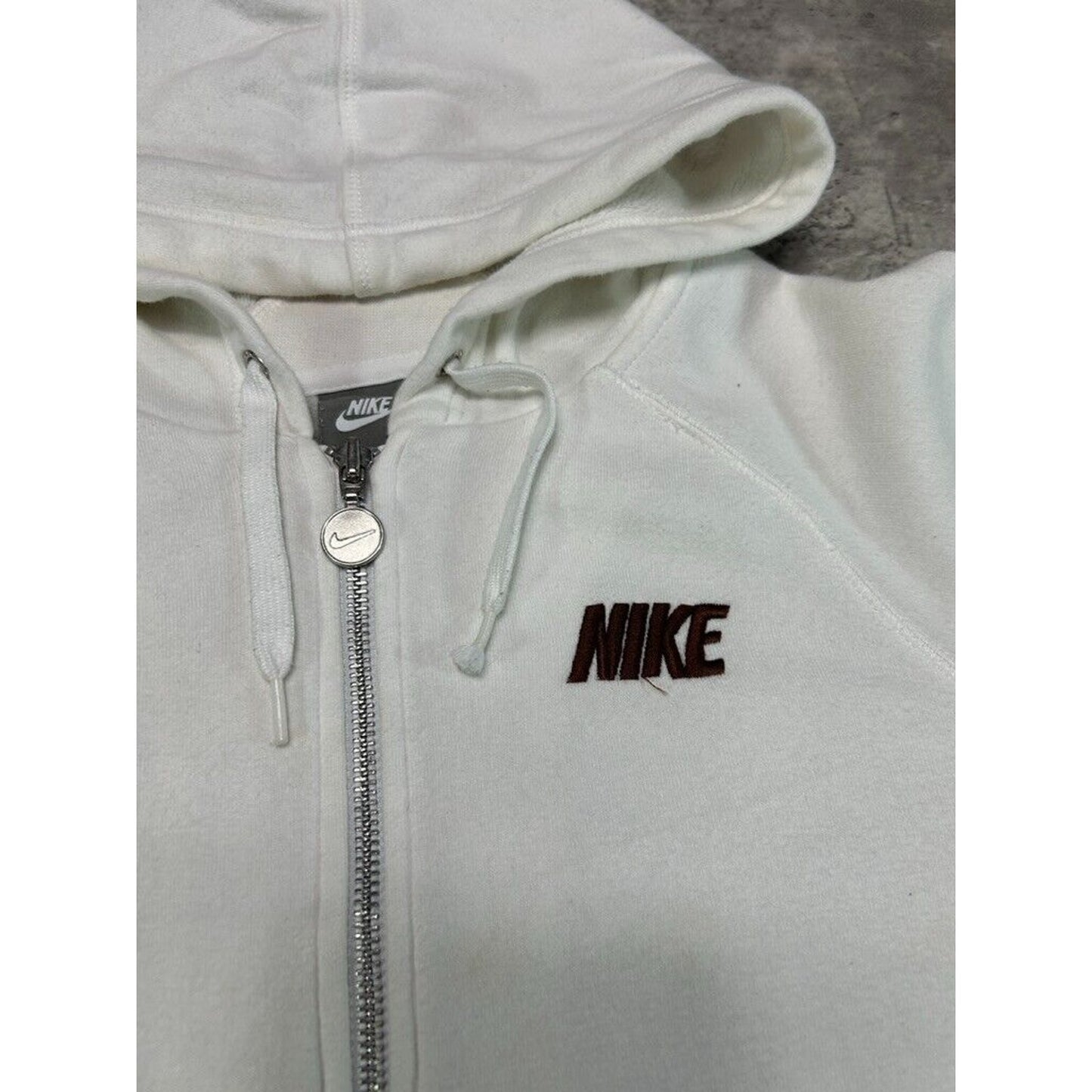 Vintage Womens Nike Embroidered Spell Out Full Zip Hooded Sweatshirt Size Small