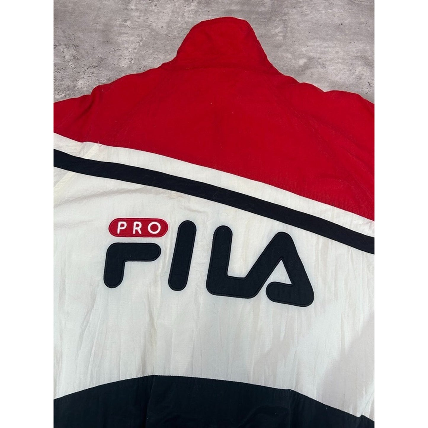 Vintage 90s Fila Pro Nylon Full Zip Windbreaker Jacket Size XXL