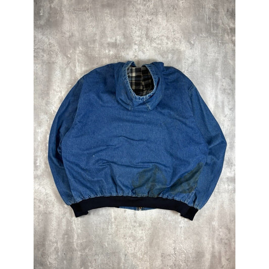 Vintage Polar King Plaid Lined Denim Canvas Workwear Active Jacket Size 4XLT