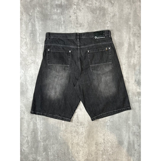 Vintage Y2K Southpole Baggy Fit Distressed Black Denim Shorts Size 45
