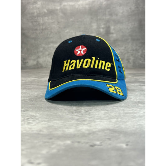 Vintage 90s Havoline Racing Embroidered Spellout Strapback Hat OSFA Black