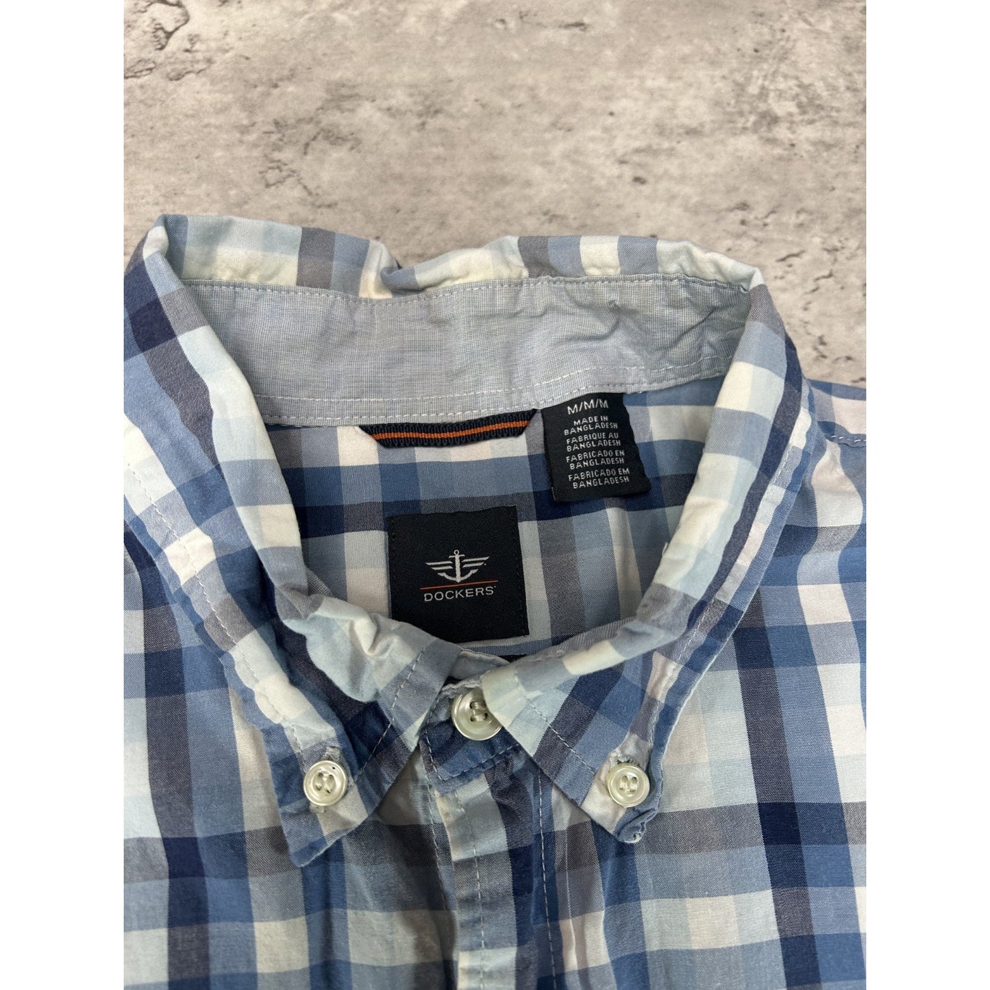 Dockers Plaid Print Short Sleeve Cropped Reworked Button Up Shirt Size Medium