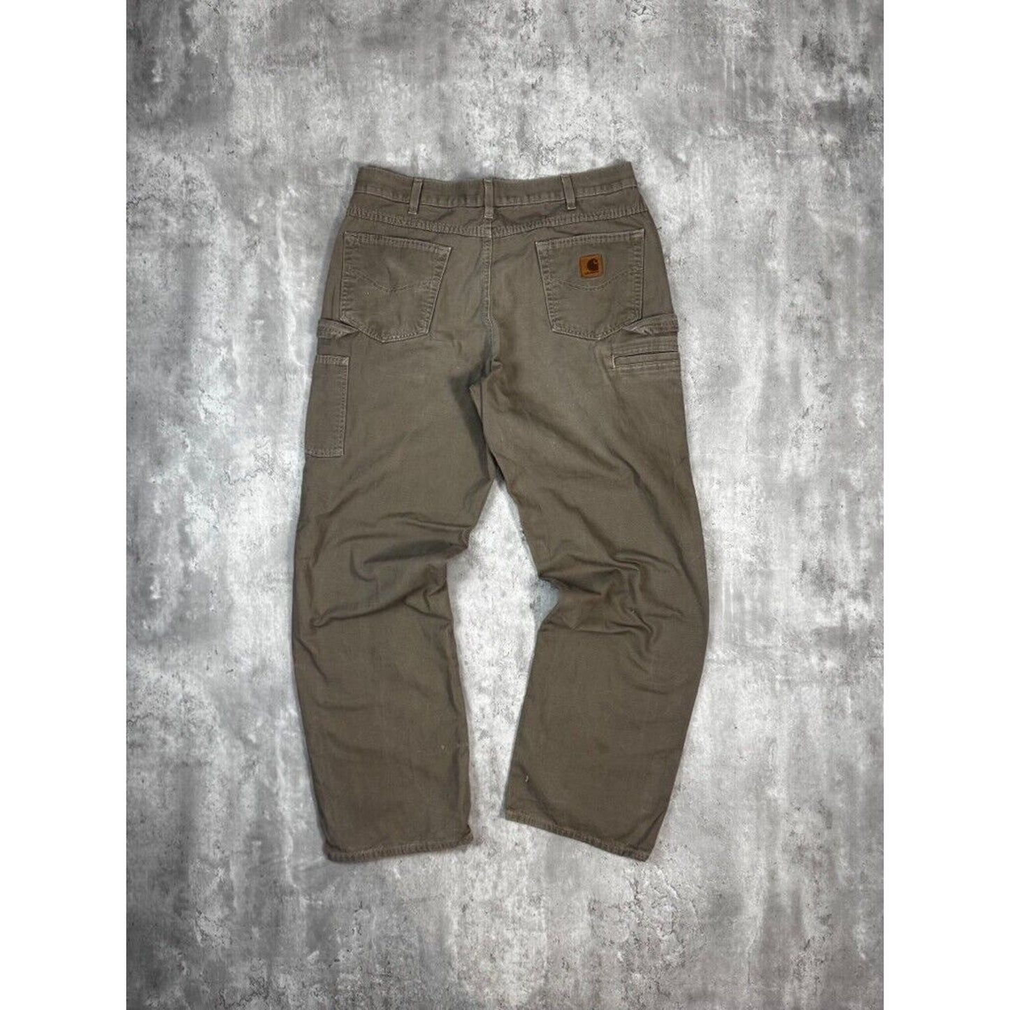 Vintage Carhartt Loose Fit Canvas Work Wear Carpenter Pants Size 36W Brown