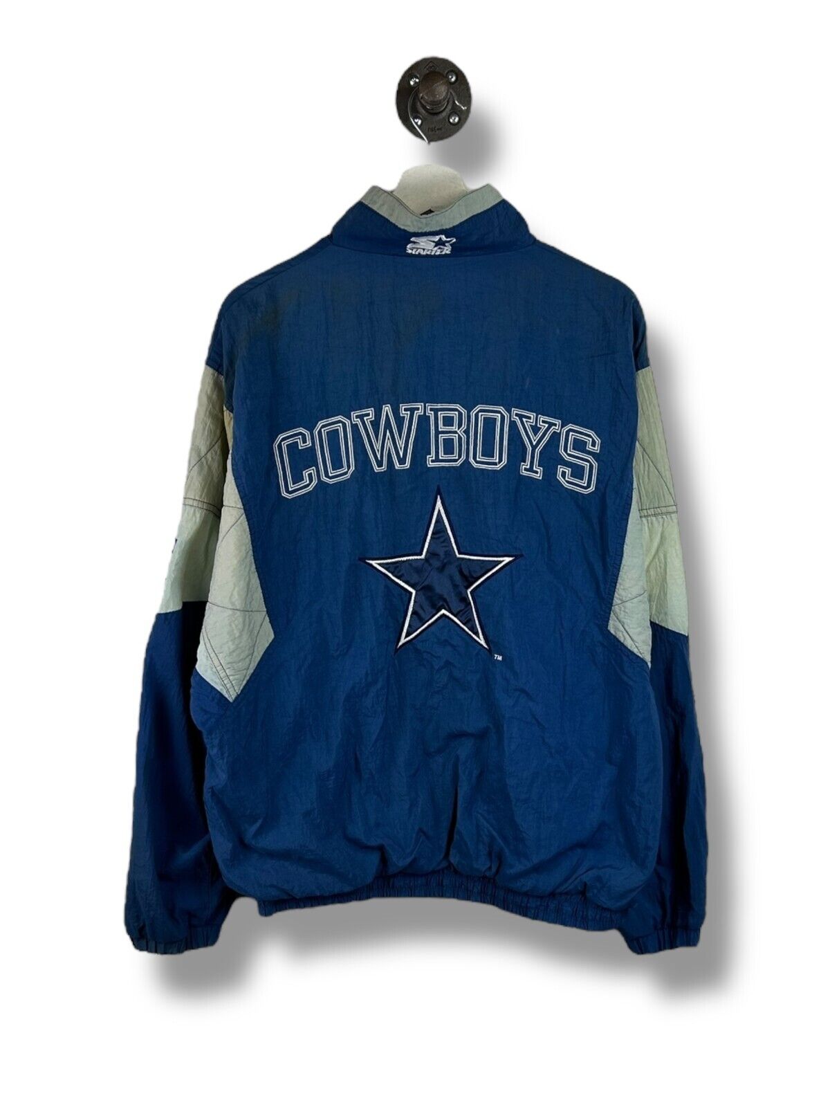 Vintage 90s Dallas Cowboys NFL Embroidered Nylon Starter Jacket Size Large