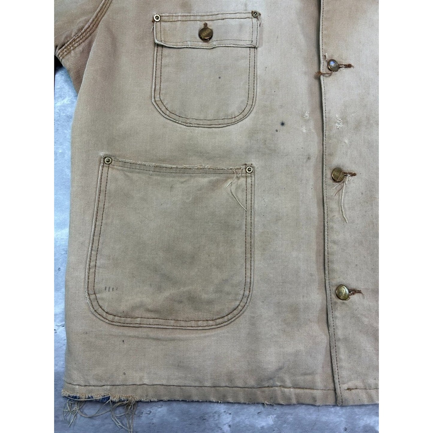 Vintage 1970s Carhartt Blanket Lined Canvas Workwear Chore Jacket Size XXL