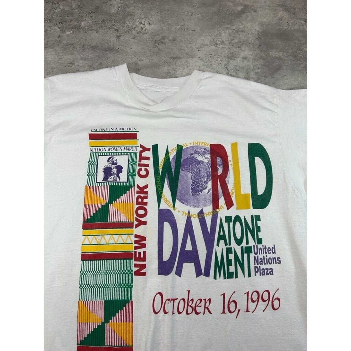 Vintage 1996 NYC Day Of Atonement Million Man March Graphic T-Shirt Size XL