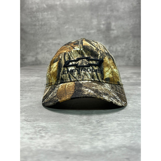 Vintage Chevrolet Embroidered Logo Tree Camo Trucker Snapback Hat OSFA
