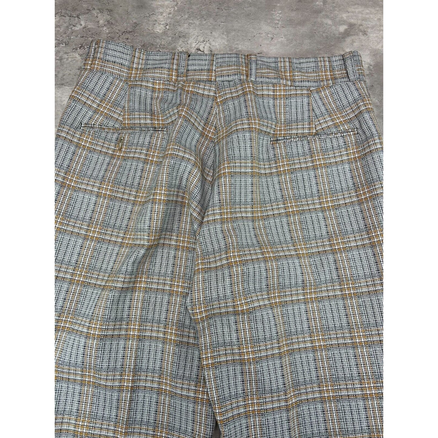 Vintage 1970s Sears Checkered Plaid Print Trouser Slack Pants Size 35