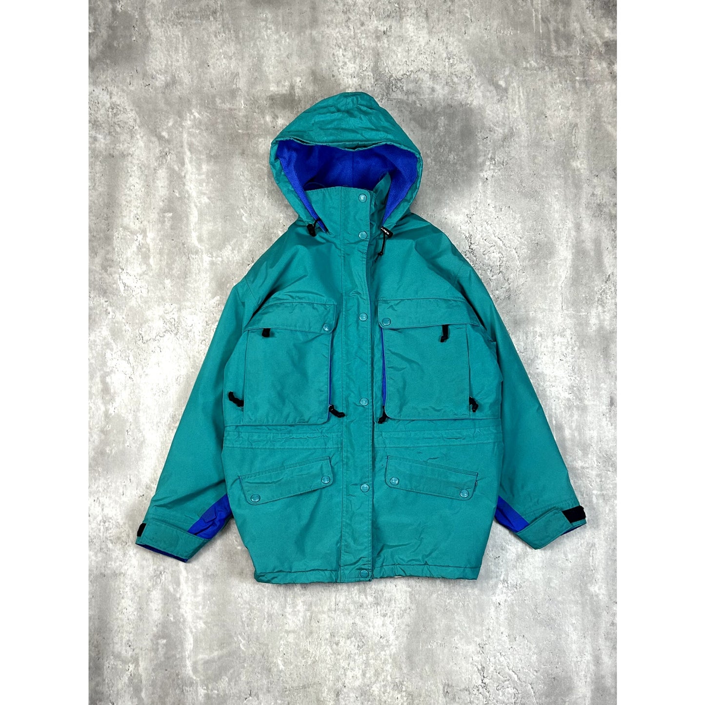 Vintage 90s L.L. Bean Nylon Multi Pocket Hooded Windbreaker Jacket Size Medium