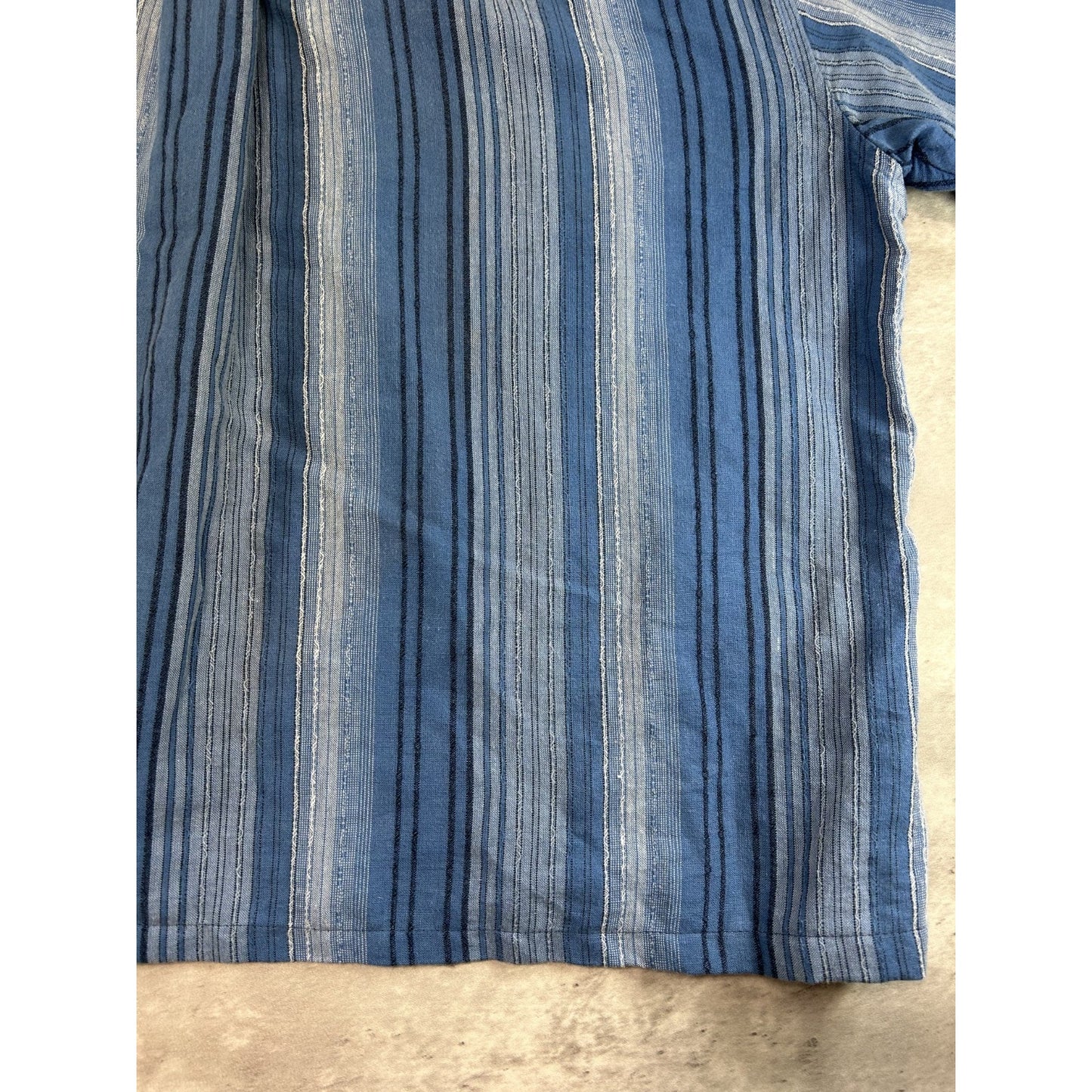 Cafe Luna Striped Print Short Sleeve Reworked Cropped Button Up Shirt Size XL