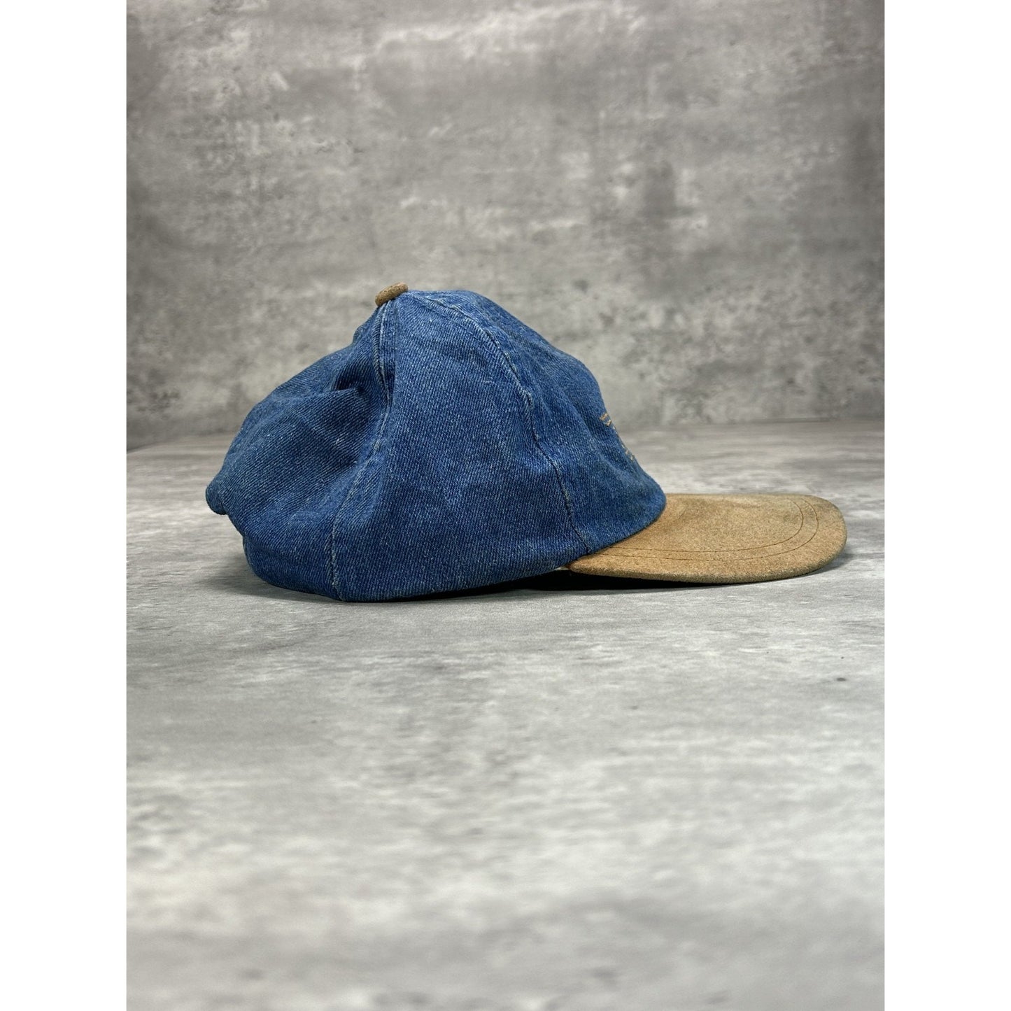 Vintage 90s IBM Embroidered Logo Medium Wash Denim Strapback Hat OSFA
