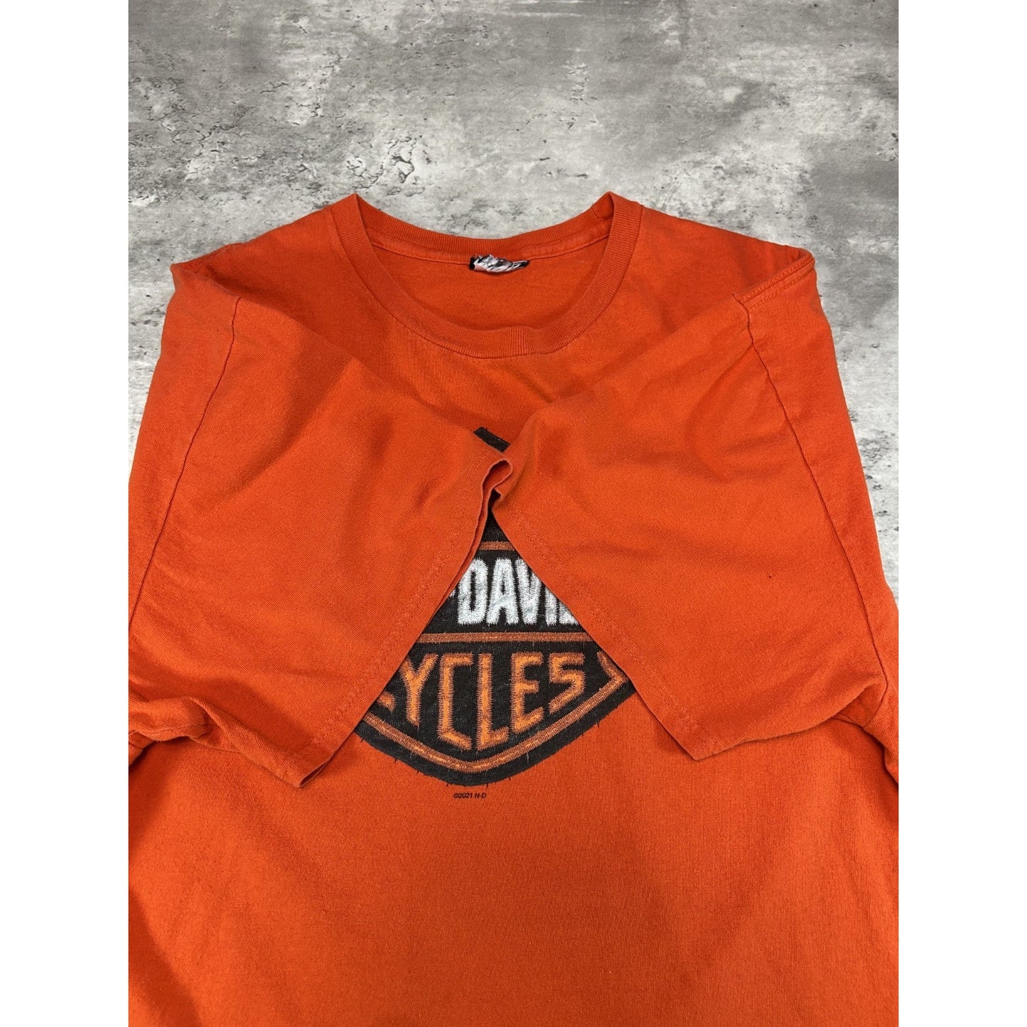 Harley Davidson Motorcycles Army Duck Logo Graphic T-Shirt Size XL Orange