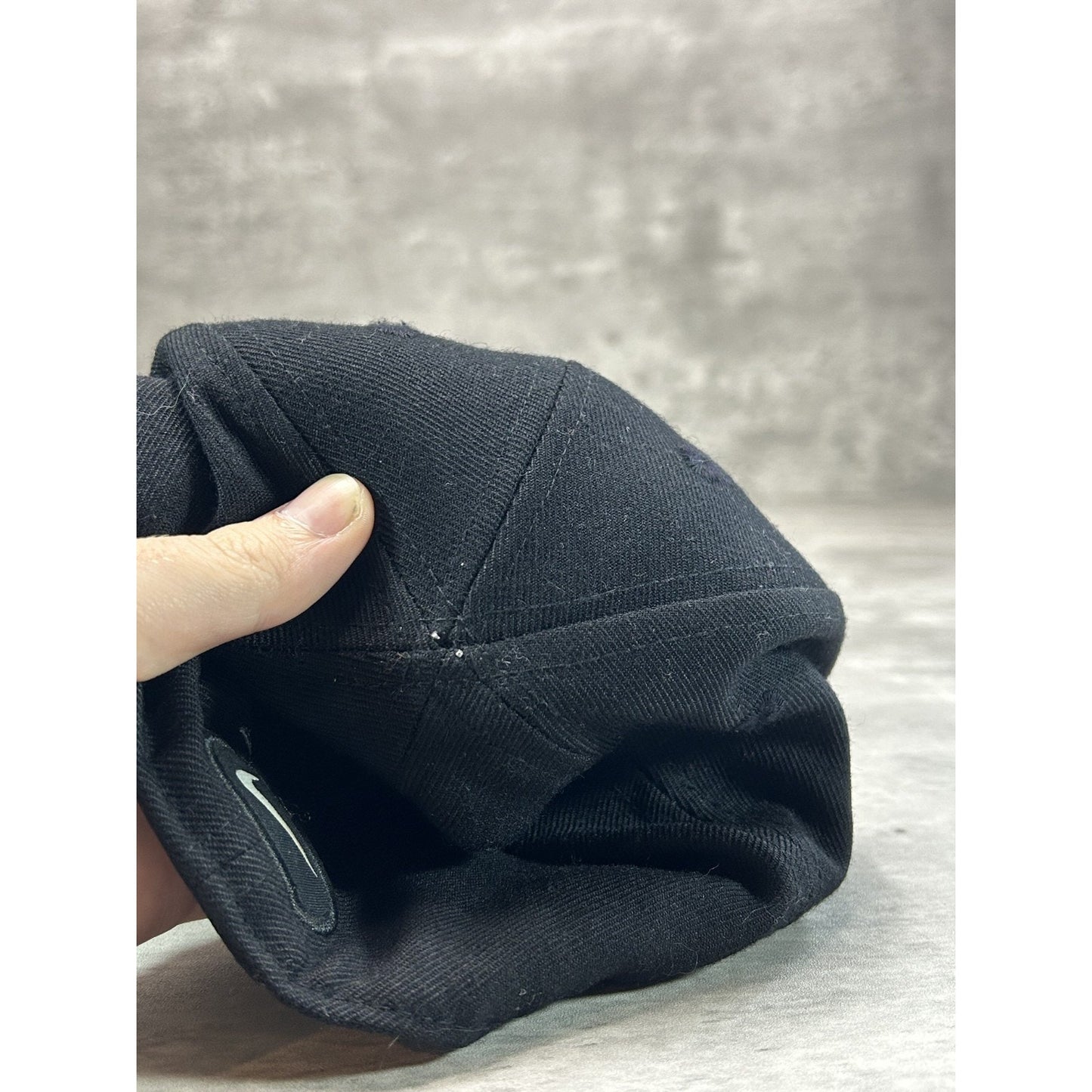 Vintage 90s Nike Embroidered Swoosh Fitted Hat 7 1/8 Black