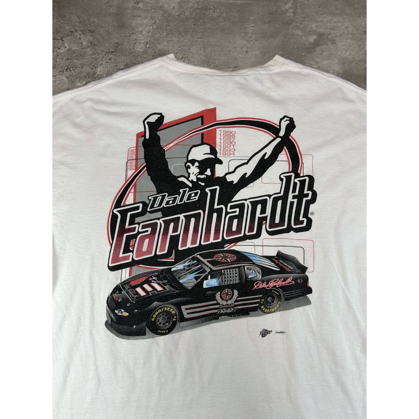 Vintage Dale Earnhardt #3 Nascar Graphic Spell Out Race T-Shirt Size XL White