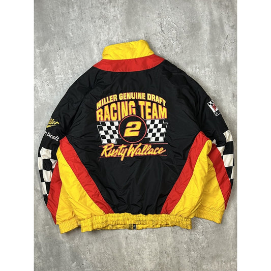Vintage 90s Rusty Wallace #2 Nascar Embroidered Miller Racing Jacket Size Medium