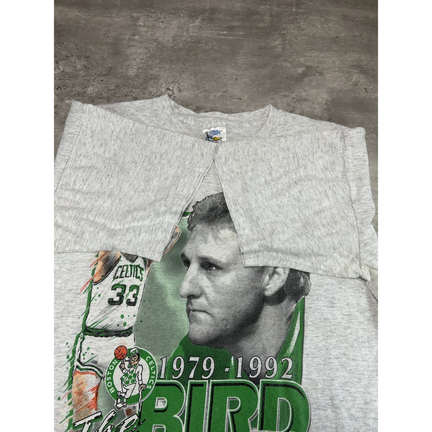 Vintage 1992 Larry Bird #33 Boston Celtics NBA Player Graphic T-Shirt Size XL