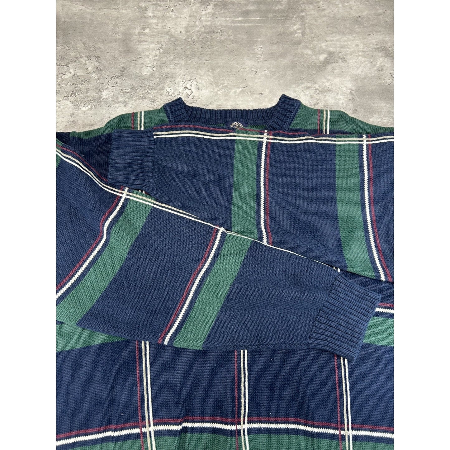 Vintage 90s Dockers Plaid Print Pullover Ribbed Knit Sweater Size XL