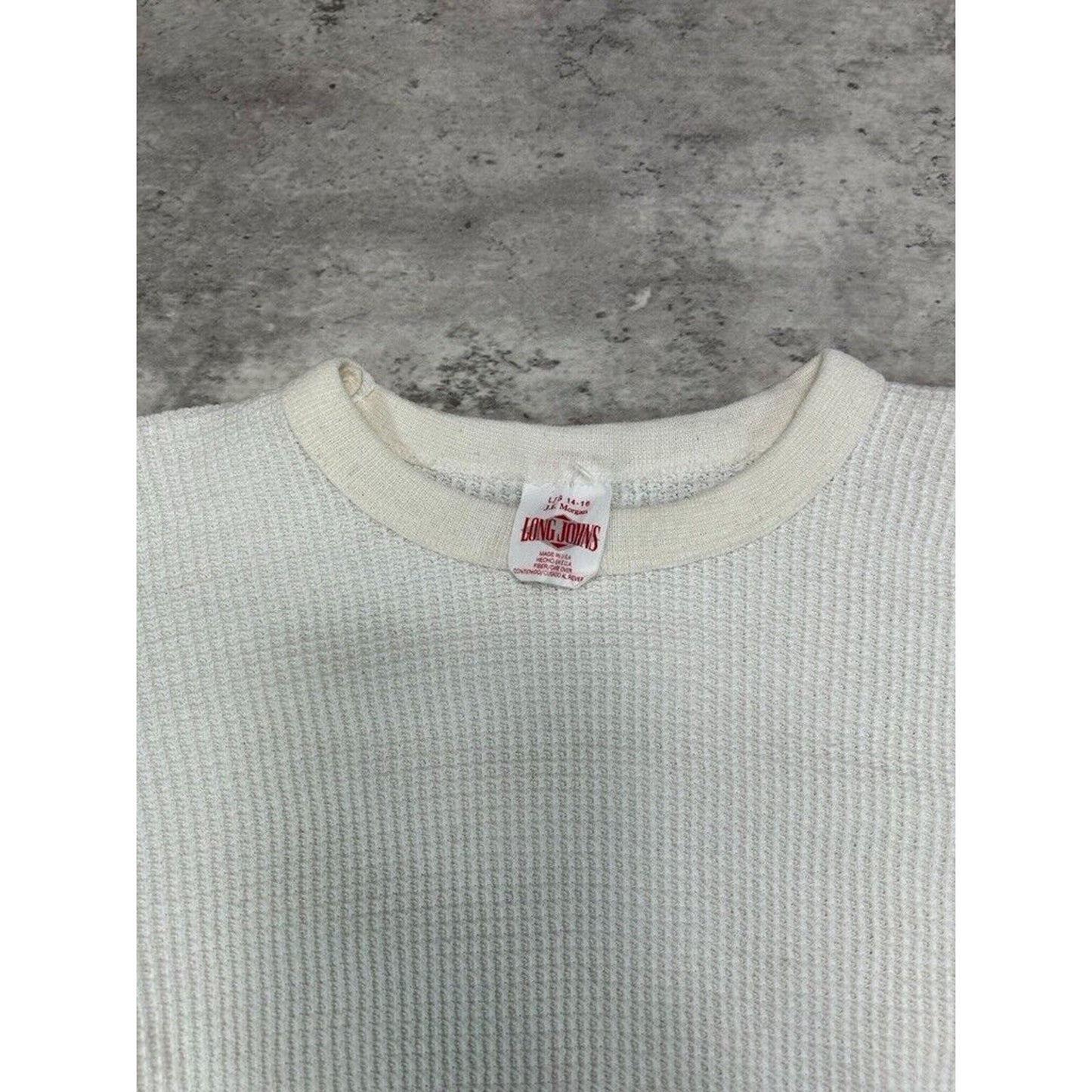 Vintage 1980s J.E. Morgan Blank Long Sleeve Thermal Print T-Shirt Sz YOUTH Large
