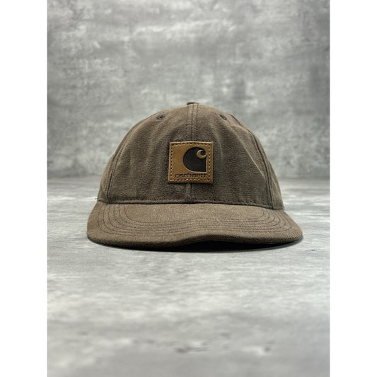 Vintage Carhartt Canvas Embroidered Patch Workwear Snapback Hat OSFA