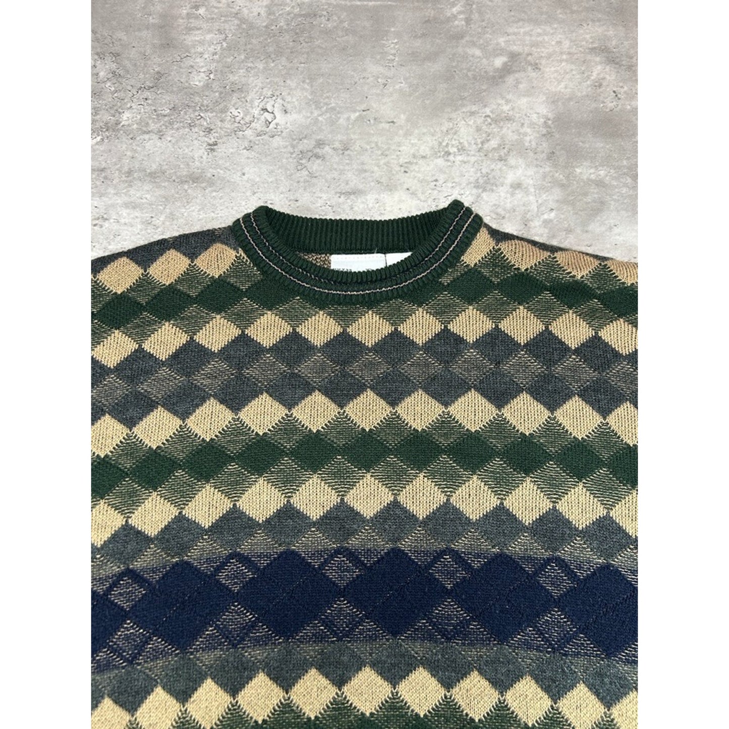 Vintage 90s Willow Bay Diamond Print Pullover Knit Sweater Size XXXL