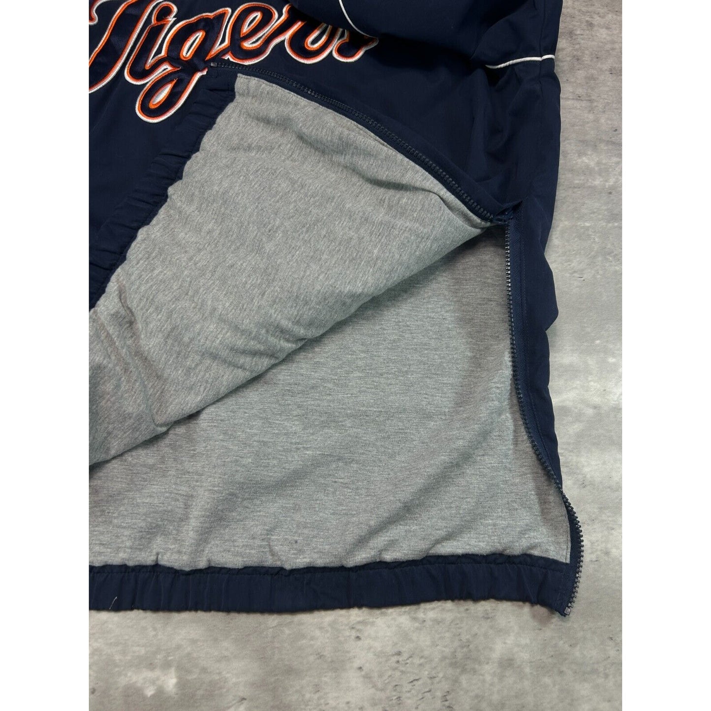 Detroit Tigers MLB Embroidered Spell Out Nylon Baseball Jacket Size Large