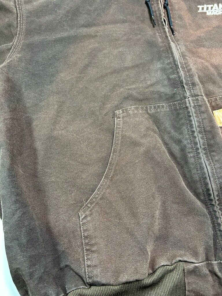 Vintage Carhartt Thermal Lined Canvas Work Wear Hooded Bomber Jacket Size 4XL