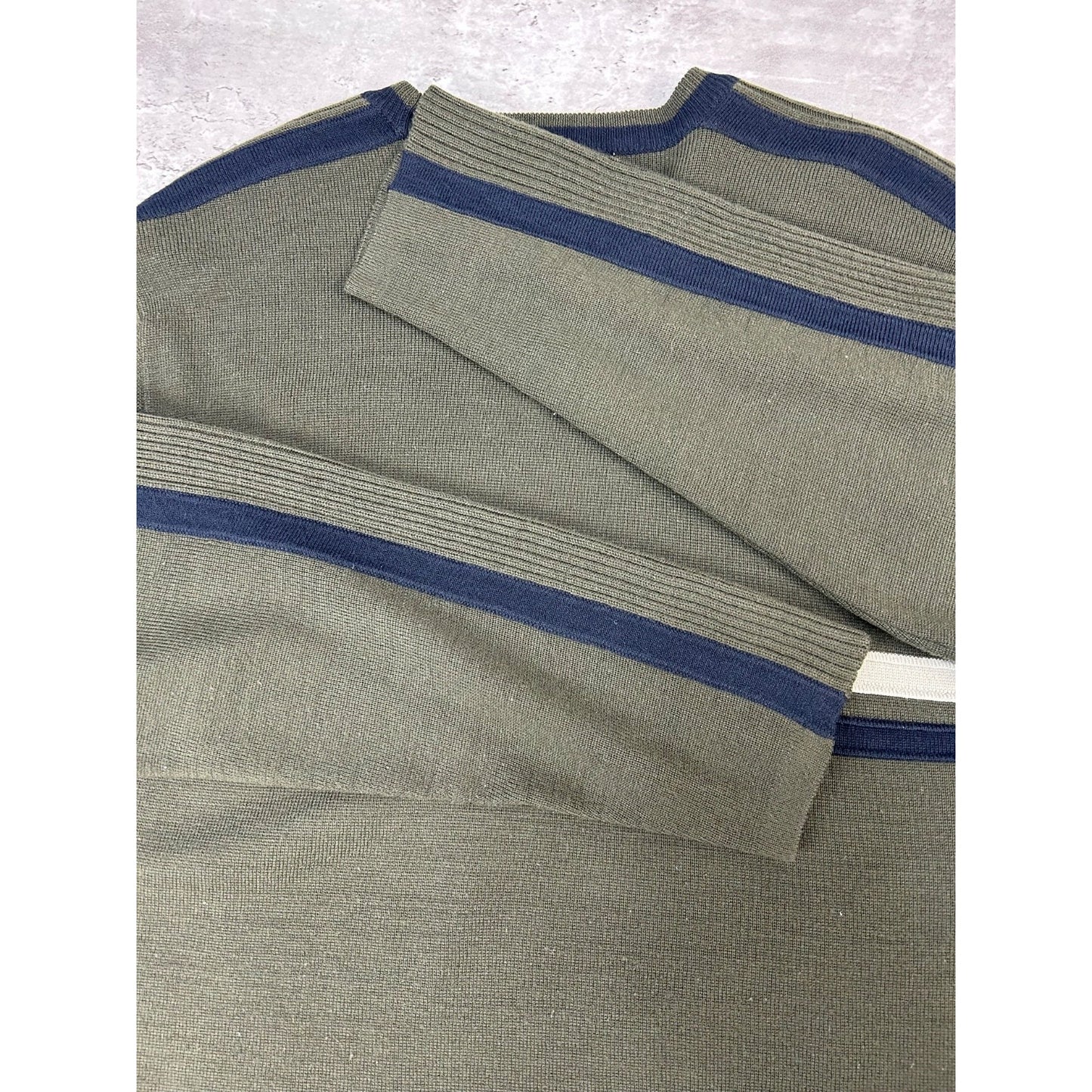 Vintage Union Bay Solid Striped Pullover Knit Sweater Size XL