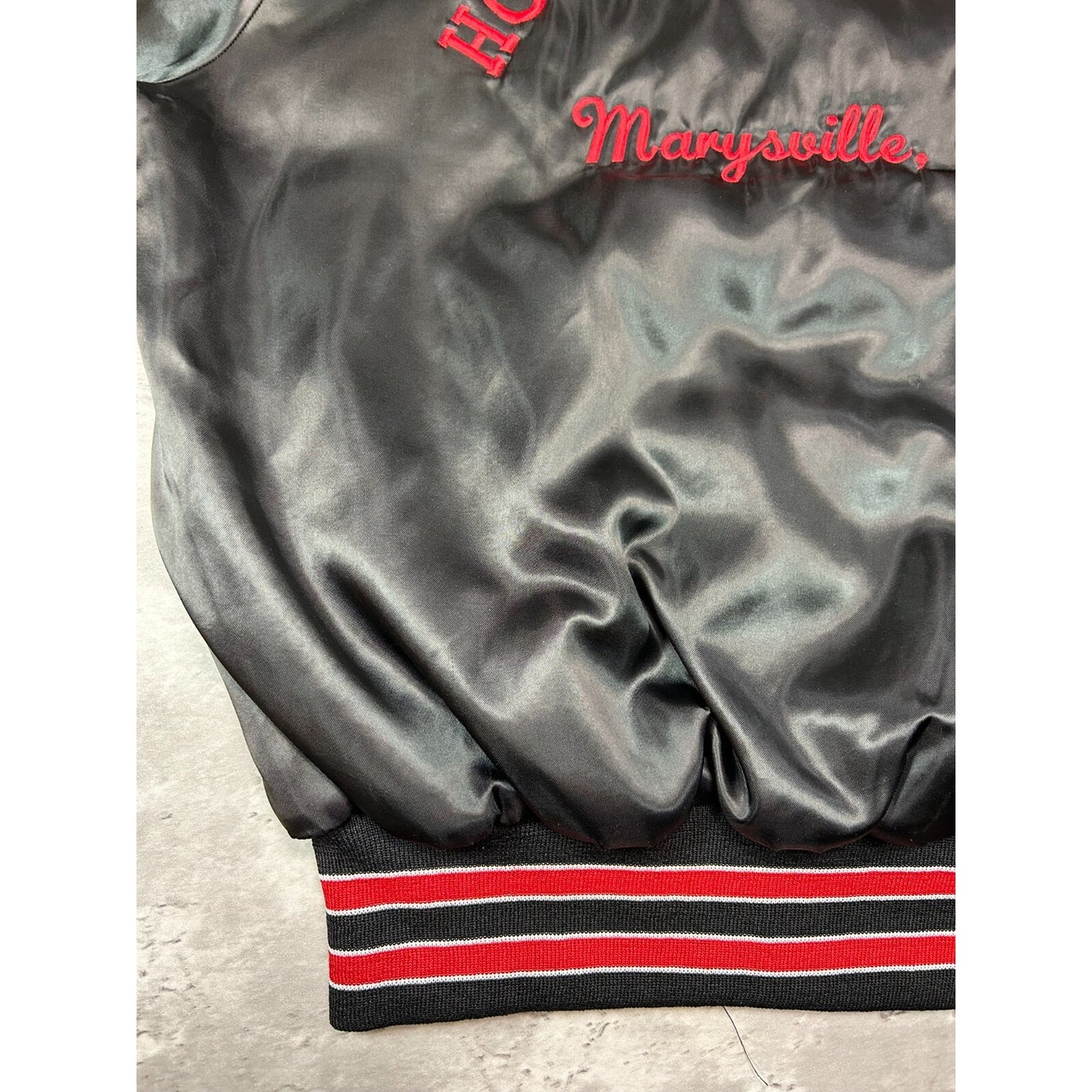 Vintage 80s Honda Of America Embroidered Satin Bomber Jacket Size Large Black