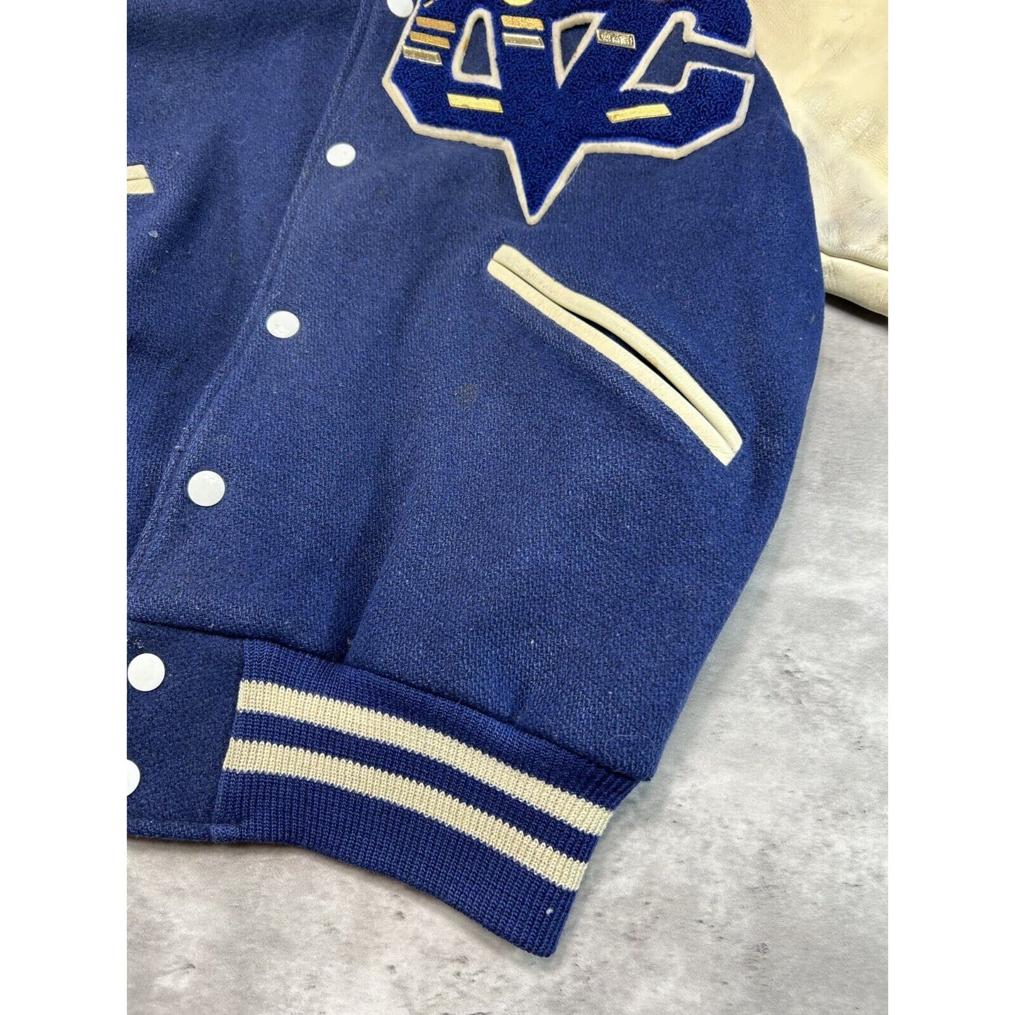 Vintage 80s Butwin Hi-Liners Embroidered Wool Leather Vartisty Jacket Size Medium