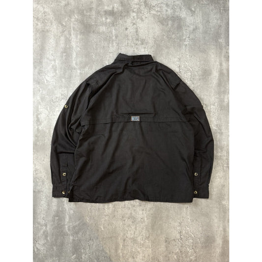 Vintage Large Mouth Bass Embroidered Fish Long Sleeve Button Up Shirt Size Large