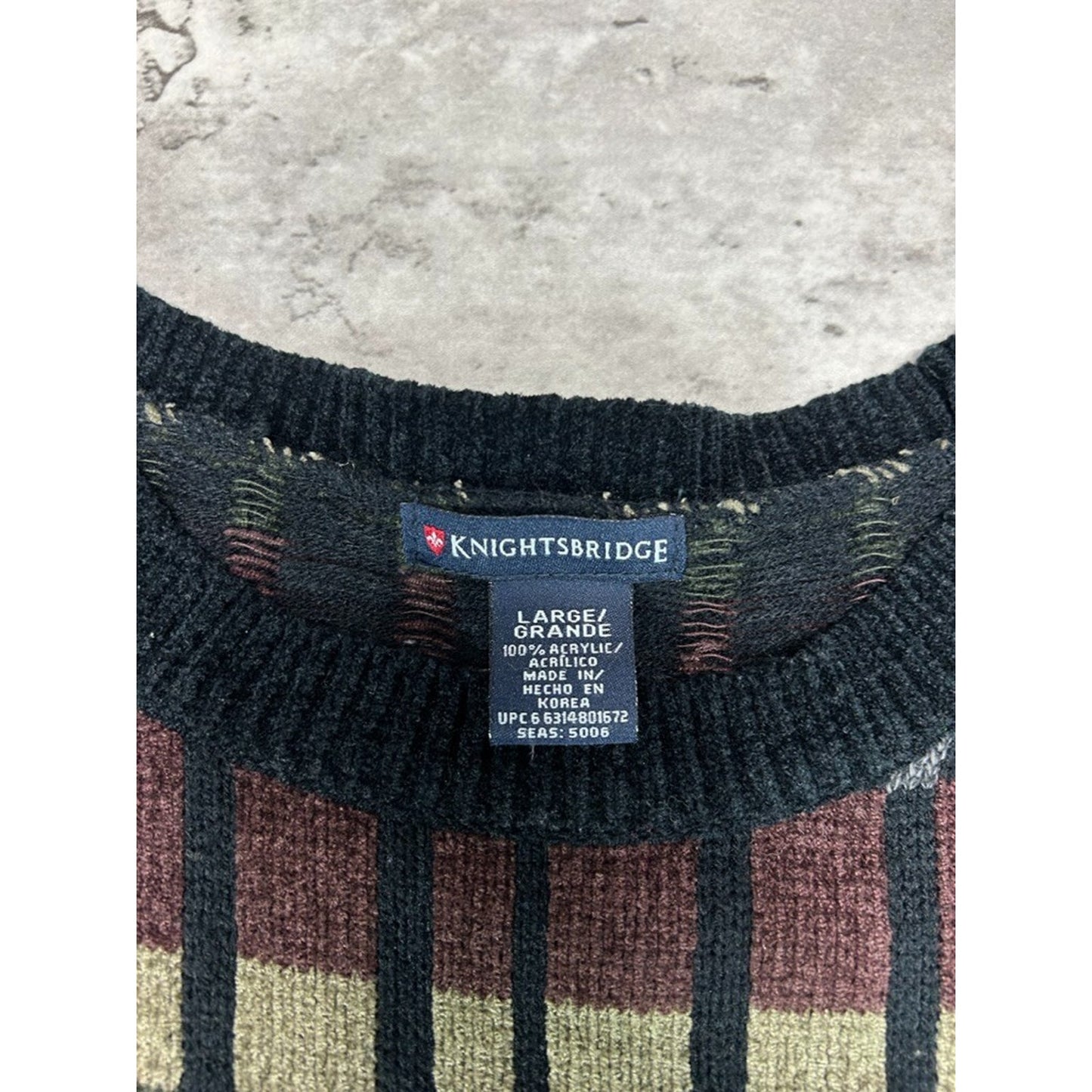 Vintage Knights Bridge Abstract Striped Pullover Knit Sweater Size Large