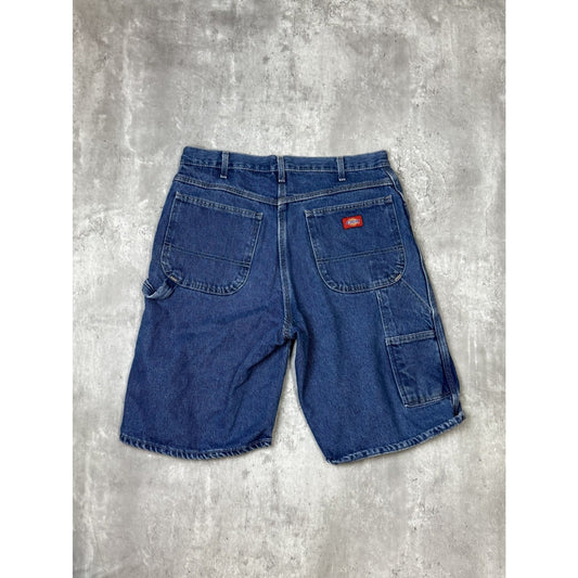 Vintage Dickies Dark Wash Denim Workwear Carpenter Shorts Size 34 Blue