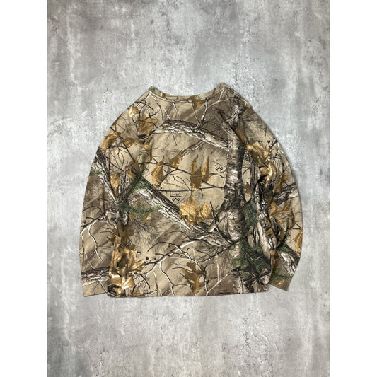Real Tree Xtra Tree Camo Hunting Long Sleeve V-Neck T-Shirt Size 2XL