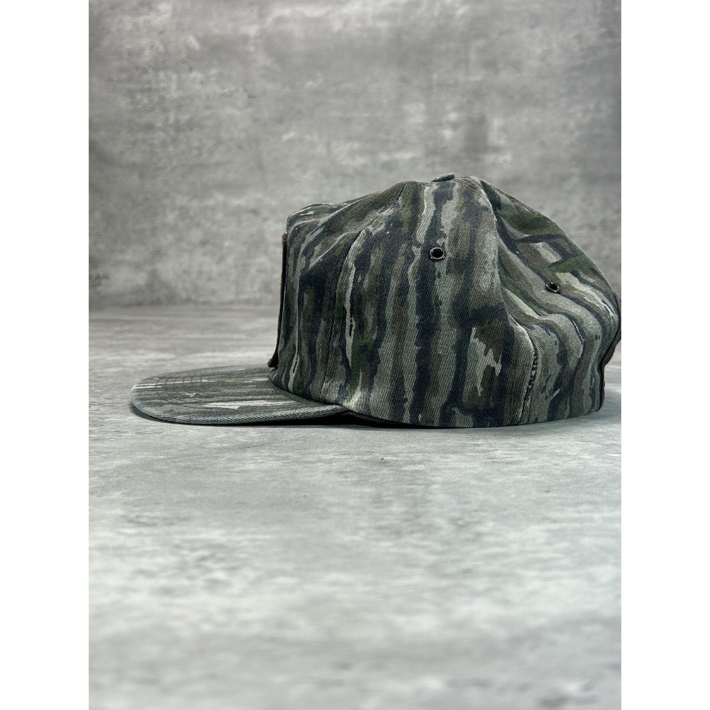 Vintage 80s Drummond American Embroidered Tree Camo Hunting Snapback Hat OSFA