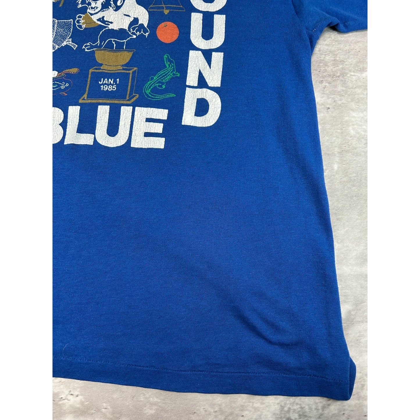 Vintage 1985 Kentucky Wildcats NCAA Bowl Bound Football T-Shirt Size Large Blue