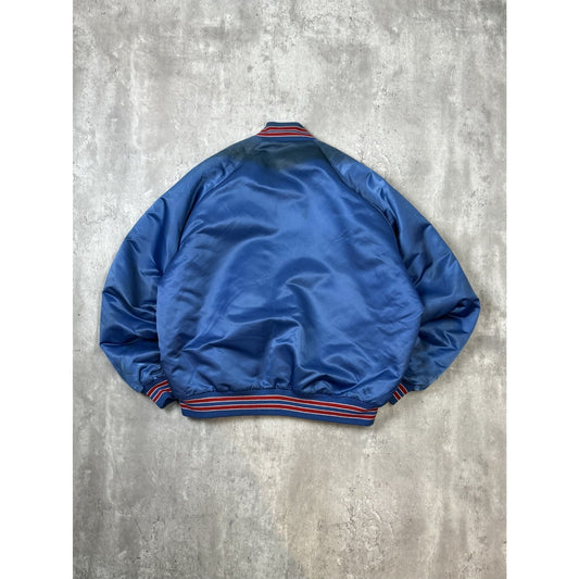 Vintage 80s New York Giants NFL Embroidered Satin Bomber Jacket Size XL