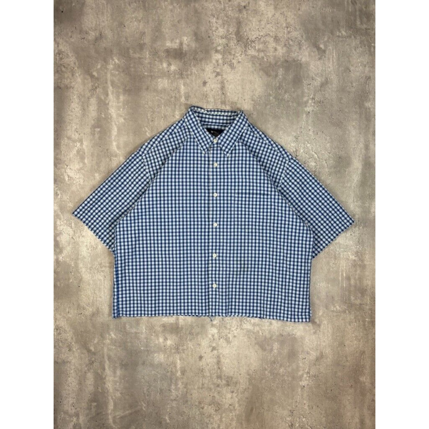 Vintage Mossimo Plaid Short Sleeve Cropped Button Up Shirt Size Large