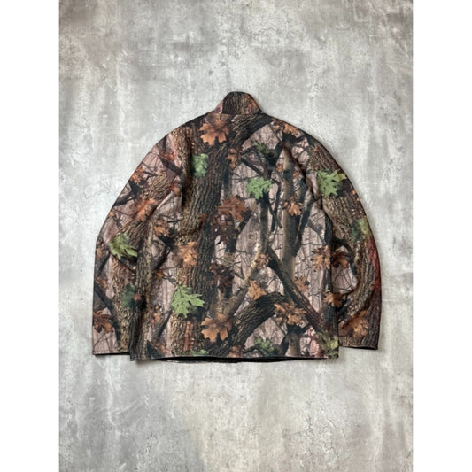 Vintage Aqua Stop Tree Camo Reversible Fleece Nylon Hunting Jacket Size Large